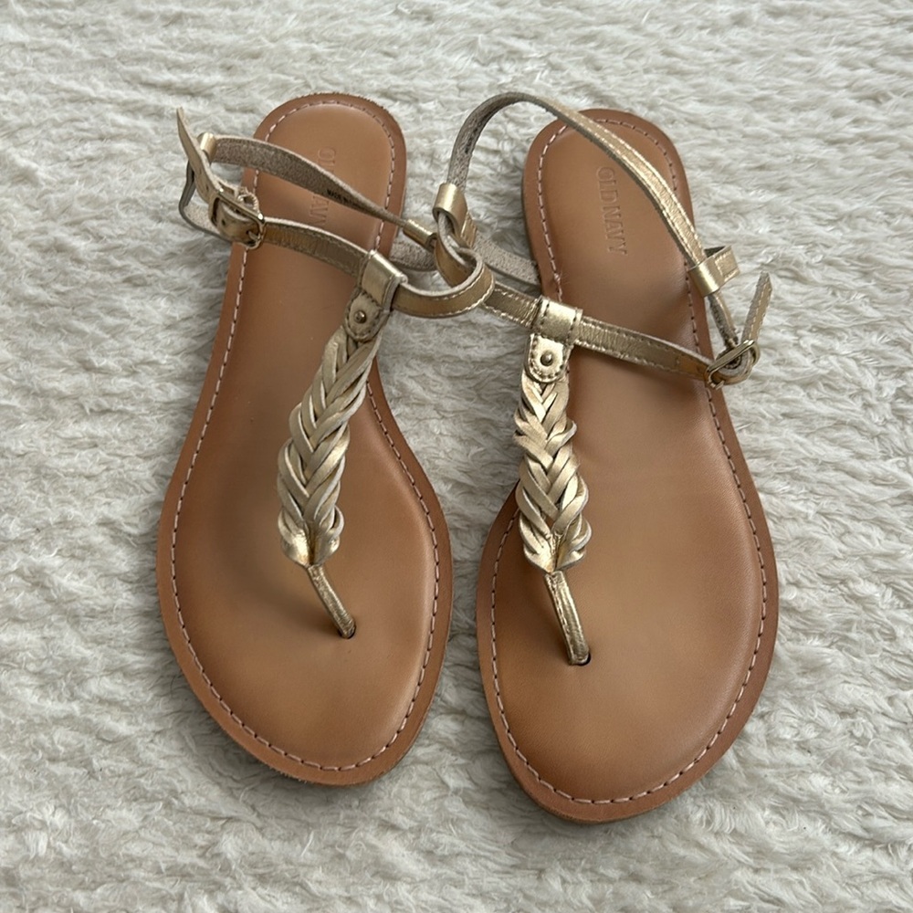 Old Navy Gold Braided Sandals, sz 8